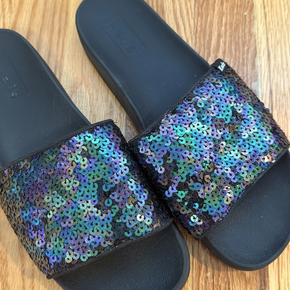 Keds slide sandals with sequins.  Size 9